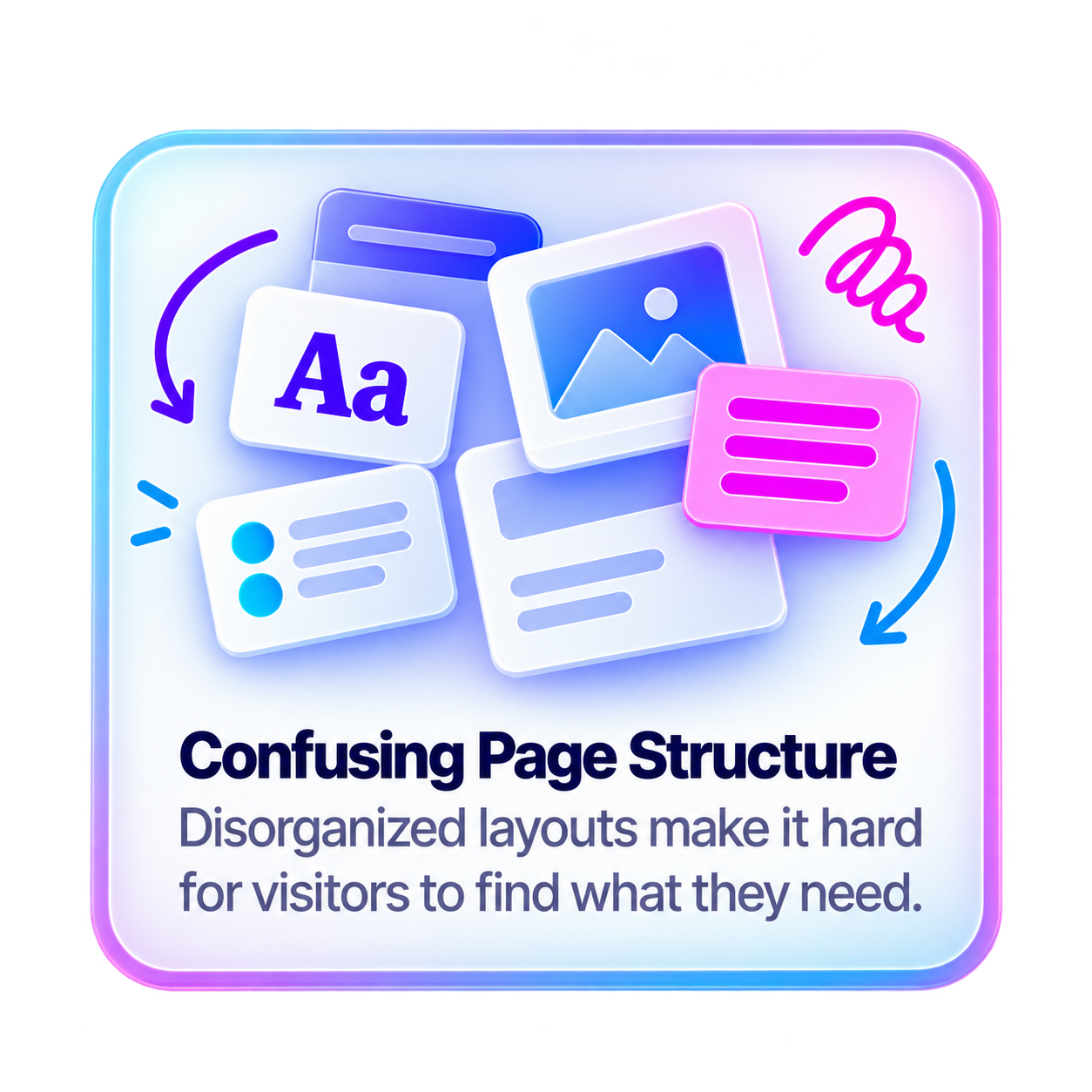 Confusing Page Structure. Disorganized layouts make it hard for visitors to find what they need.