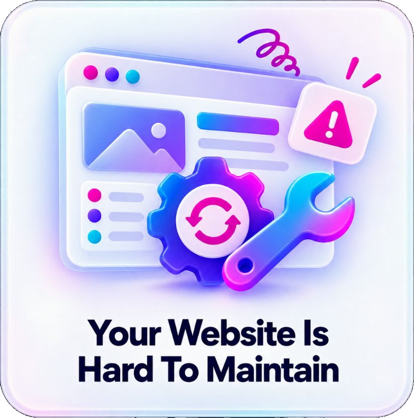 Your Website Is Hard To Maintain. Updates, CMS changes and routine maintenance take too much time or require technical help every time.